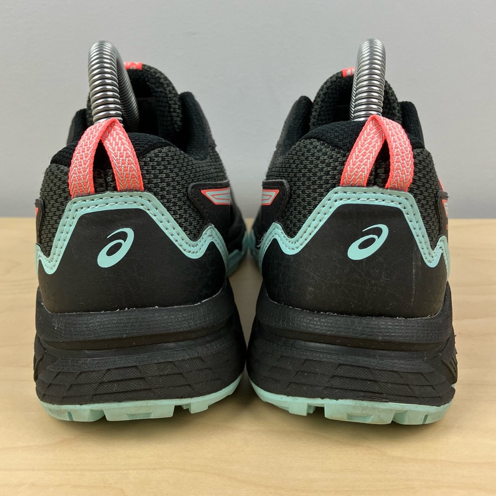 ASICS Women's Black with Coral & Mint Trail Running Shoes - Picture 7 of 10